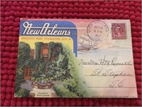 New Orleans gold out post card 1937 with stamp