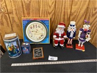 Assorted Christmas items & Tins