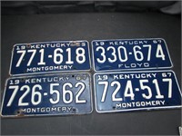 4 Kentucky 1965/67 License Plates