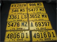 10 Ohio 1971 License Plates