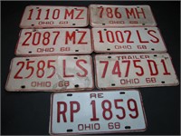 7 Ohio 1968 License Plates