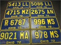 8 Ohio 1972 License Plates