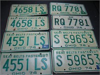 4 Pair 1974 Ohio License Plates