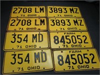 4 Pair 1971 Ohio License Plates