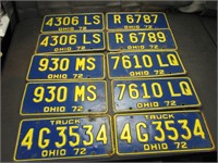 5 Pair 1972 Ohio License Plates