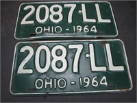 1964 Pair Ohio License Plate