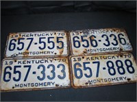 4 Kentucky 1970 License Plates