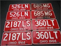 4 Pair 1966 Ohio License Plates