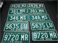 5 Pair 1973 Ohio License Plates