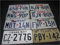 8 Mixed Years Texas License Plates