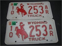Pair 1993 Wyoming License Plates
