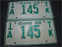 Pair 1968 Idaho License Plates