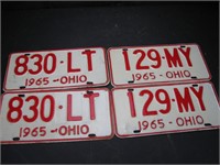 2 Pair 1965 Ohio License Plates