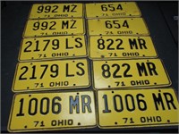 5 Pair 1971 Ohio License Plates