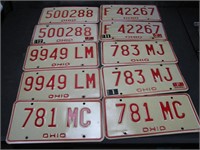 5 Pair 1976-80 Ohio License Plates