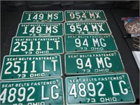 5 Pair 1973 Ohio License Plates