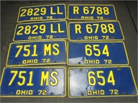 4 Pair 1972 Ohio License Plates