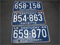 3 Kentucky 1969 License Plates