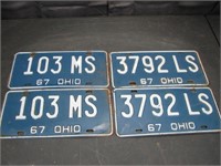 2 Pair 1967 Ohio License Plates