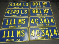 4 Pair 1972 Ohio License Plates