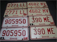 4 Pair 1976-80 Ohio License Plates