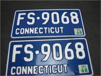 Pair 1968 Connecticut License Plates