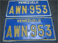 Pair Venezuela License Plates