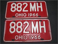 Pair 1966 Ohio License Plates