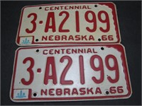 Pair 1966 Nebraska License Plates