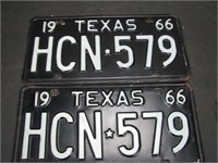 Pair 1966 Texas License Plates