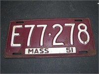 1951 Massachusetts License Plate