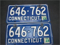1968 Pair Connecticut License Plates