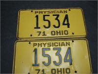 Pair 1971 Ohio “Physician” License Plates