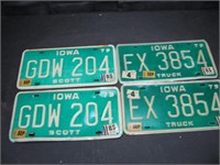 2 Pair 1979 Iowa License Plates