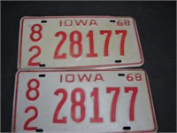 Pair 1968 Iowa License Plates