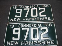 Pair 1968 New Hampshire License Plates