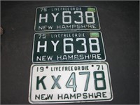 1970s New Hampshire License Plates