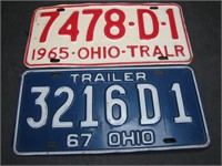 1965,67 Ohio Trailer License Plates