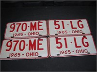 2 Pair 1965 Ohio License Plates