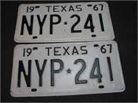 Pair 1967 Texas License Plates