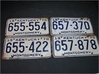 4 Kentucky 1970 License Plates