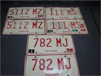 3 Pair 1976-80 Ohio License Plates