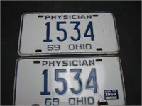 Pair 1969 Ohio “Physician” License Plates