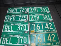 4 Pair 1967 & 90s Vermont License Plates