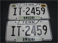 Pair 1966 Tennessee License Plates
