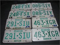 4 Pair Late 80s Early 90s Ohio License Plates