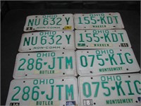 4 Pair 1980s Ohio License Plates