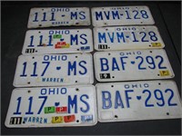 4 Pair 1980s Ohio License Plates