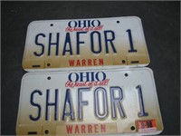 Pair 1990s Ohio "Vanity? License Plates