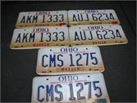3 Pair 90s Early 2000s Ohio License Plates